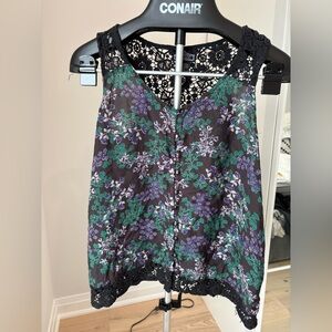 Angie Black Floral Lace Blouse size S